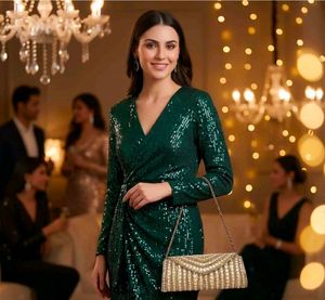 Sparkling Gold Beaded Clutch Bag