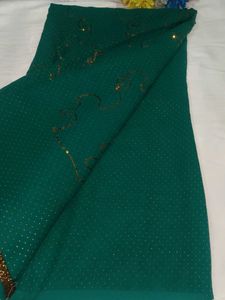 Embroidered Teal Green Saree