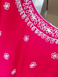 Poshak Hub High Slit A-Line Kurti Set In Pink (NEW