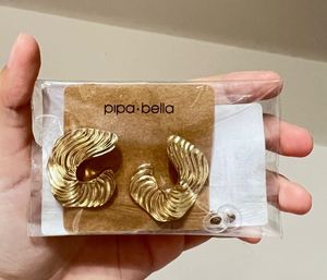 Pipa Bella Gold Textured Hoop Earrings