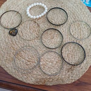 Stack of 10 Boho chic Fashion Bracelets/ Bangles