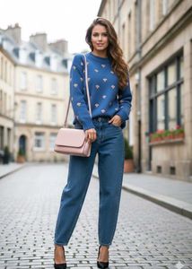 Cute Embroidered Blue Sweater