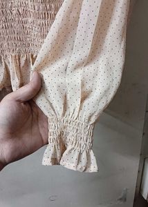 Smocked Polka Dot Ruffle Blouse