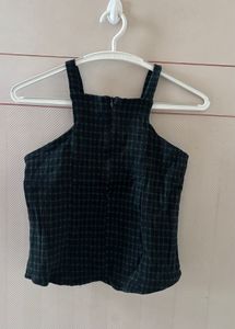 Green Plaid Crop Top