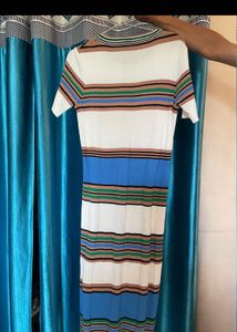 Striped Knit Midi Dress