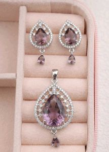 Elegant Tear Drop Pendant & Earring Set