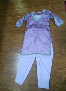 light Purple Kurta with pant &amp; crop top