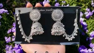 Combo Set Contemporary And Oxidized Silver Jhumkas