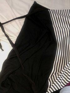 Striped Top &amp; Black Maxi Dress Combo