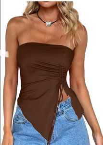 Brown Textured Tube Top