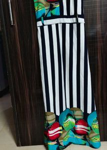 Striped Sleeveless Party Dress, slit dress