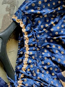 Blue &amp; Gold Lehenga Choli Set
