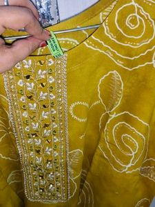 Stylish Kurta with Embellished Neckline