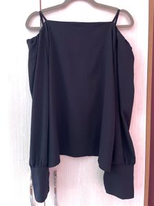 Harpa Black Cold Shoulder Blouse/Shirt (Size - XL)