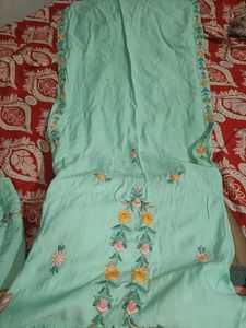 Embroidered Teal Kurta Set