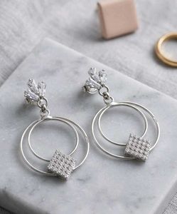 Elegant Silver Hoop Earrings with CZ