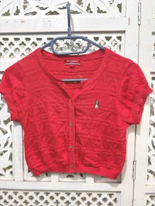 ✈️Hush Puppies Red Crop Knit Top H