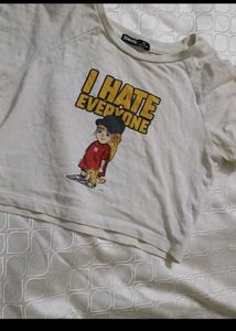white baby tee with having i hate everyone..