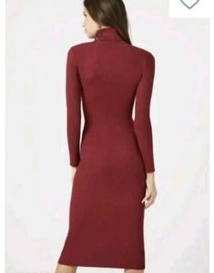 Burgundy Turtleneck Midi Dress