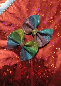 Sparkly Rainbow Bow Hair Clips