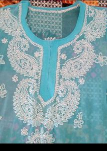 Blue Chikankari Kurti with inner