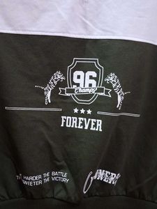 Green &amp; White Crop Sweatshirt