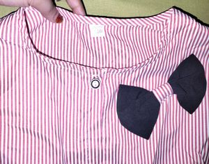 Pink Striped Bow Blouse