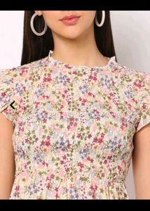 Floral Print Mini Dress with Ruffle Sleeves
