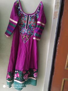 Pink Anarkali Kurti With Multicolored