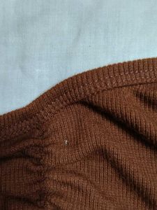 Ribbed Brown Two-Piece Top Set