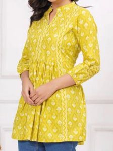Yellow Printed Kurta