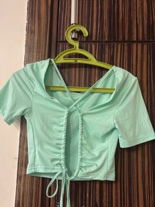 Mint Green Ruched Crop Top