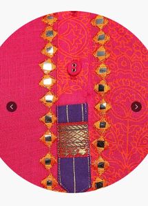 Vibrant Pink Kurta with Orange Print