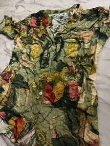 Unique Abstract Print Button-Up Shirt