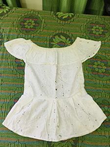 White Off-Shoulder Eyelet Top