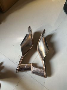 Metallic Block Heel Mules