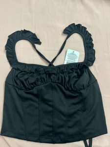 Chic Black Ruffle Crop Top