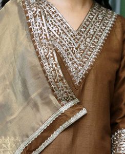 Elegant Brown Kurta Set with Dupatta