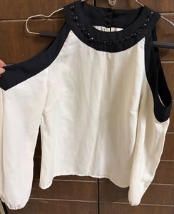 Chic Cold Shoulder Embellished Top