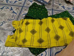 Yellow &amp; Green Printed Kurta Set