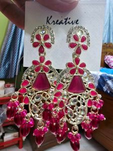 Stunning Pink &amp; Red Dangle Earrings