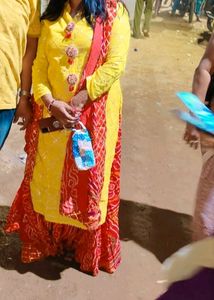 Yellow & Red Salwar Kameez