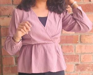 Atmosphere Wrap-Front Peplum Top