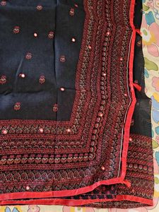 Elegant Black Embroidered Saree