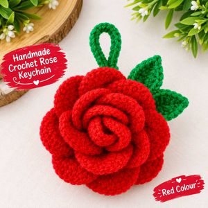 Handmade Crochet Rose Keychain and earbuds case