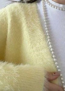 Butter yellow fur cardigan