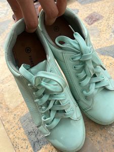 Mint Green Lace-Up Sneakers