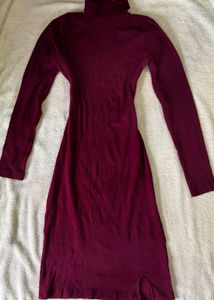 Ribbed Turtleneck Midi Bodycon Dress