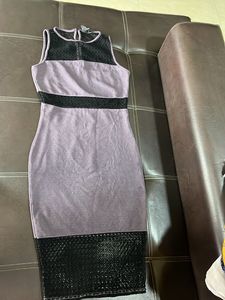 Stylish Stone Grey & Black Sheath Dress