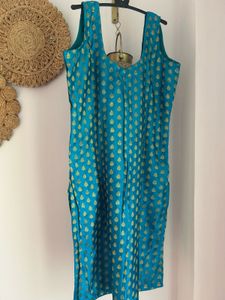 Elegant Teal Banarasi Brocade Kurta:UNUSED
